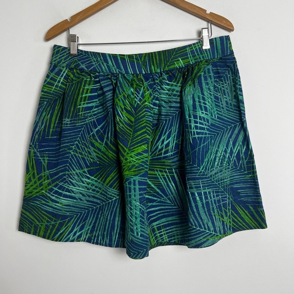 Banana Republic Mythic Blue Topical Palm Print Linen Blend A-Line Mini Skirt 14 - Picture 8 of 10